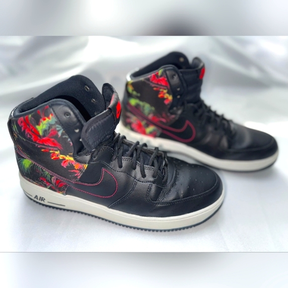 NIKE Air Force 1 Black Floral Lace Up Sneakers- Men\'s Size 13 #C12304-001 W/Bag main image 5